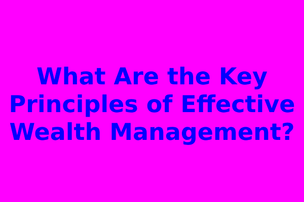 What Are the Key Principles of Effective Wealth Management?